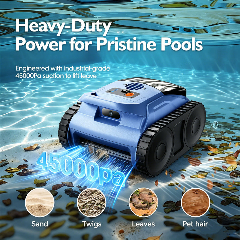 Seauto Cordless Robotic Pool Cleaner, Sonar Navigation, Wall & Waterline Climbing, Ideal for Inground & Above Ground Pools