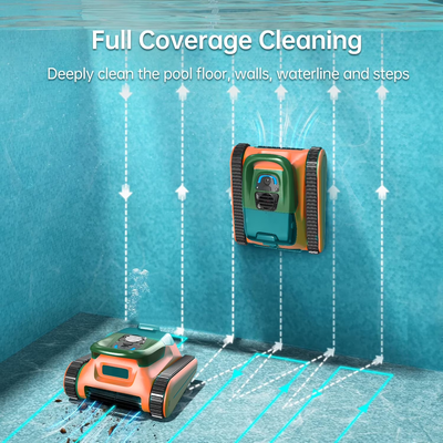 Seauto Automatic Pool Cleaners Robotic Pool Cleaner Dual-Motor Swimming Pools Cleaning 250μm Fine Filter