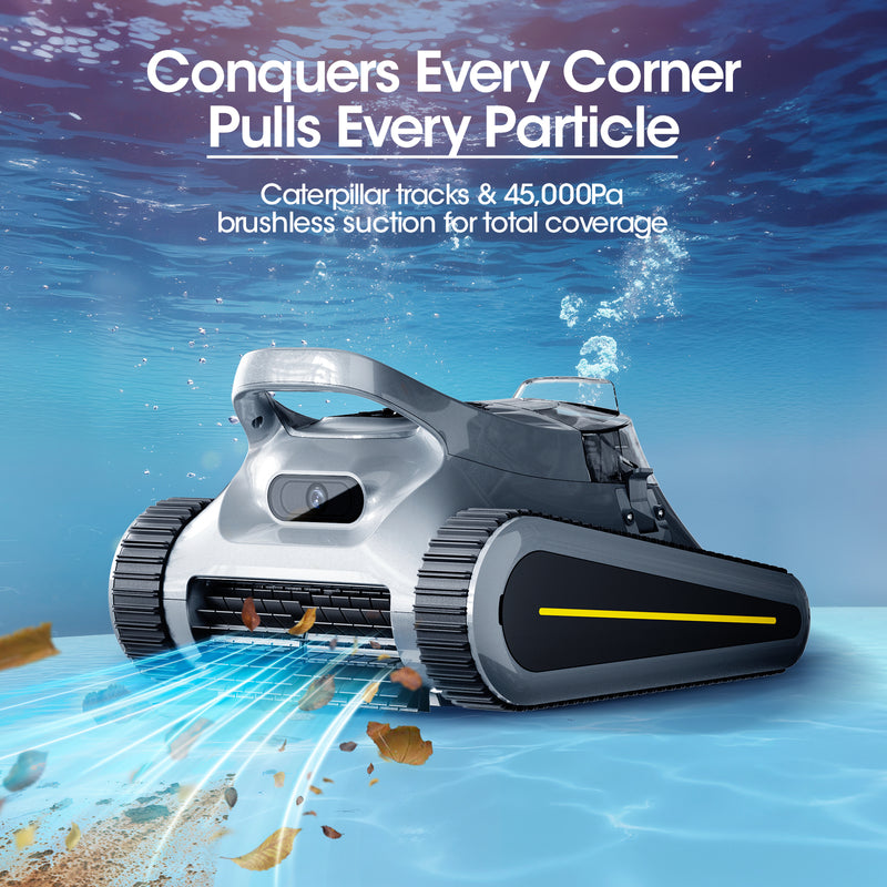 Cordless Robotic Pool Cleaner with Dual Brushless Motors, Wireless Automatic Pool Vacuum for In-Ground & Above-Ground Pools up to 2,150 sq ft, Powerful Suction, Wall & Waterline Cleaning