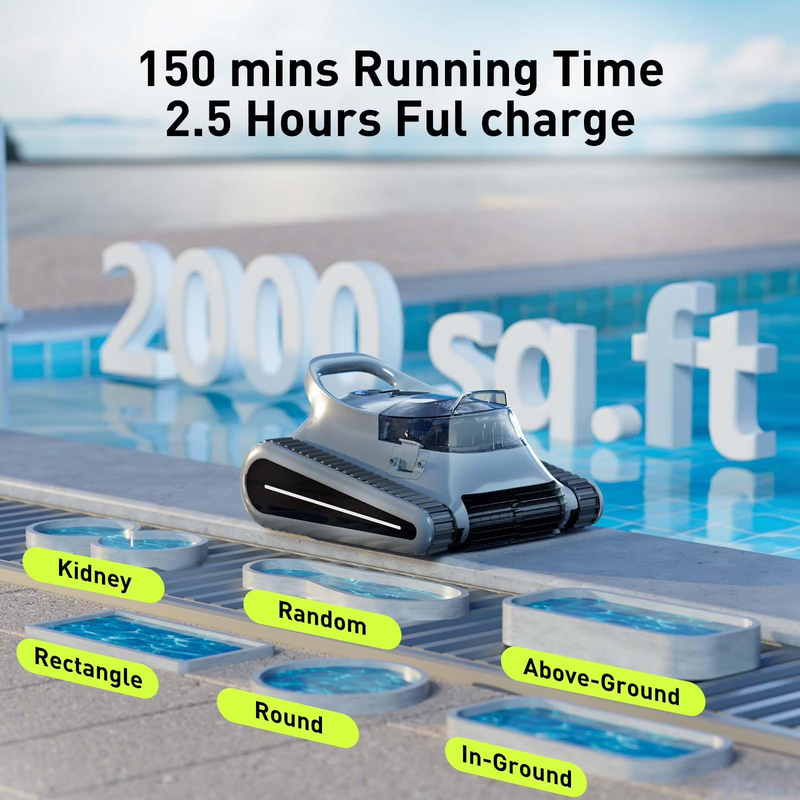 Seauto Crab Cordless Robotic Pool Cleaner, 3D Obstacle Avoidance & Smart Path Planning, for Inground & Above Ground Pools