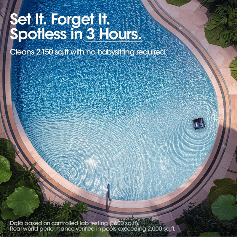 2026 Upgrade Cordless Robotic Pool Cleaner – Wireless Battery Pool Cleaner with Sonar Navigation, Auto-Path Planning, Wall & Waterline Climbing, Tangle-Free Design for In-Ground & Above-Ground Pools
