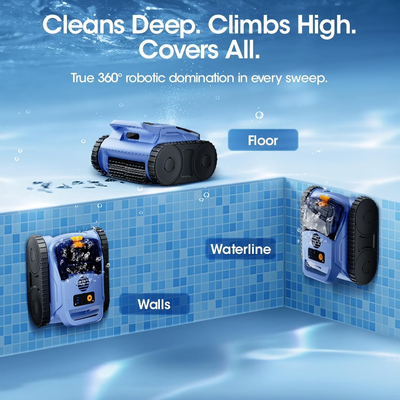 2026 Upgraded Cordless Robotic Pool Cleaner - Dual 180W Brushless Motors, IP68 Waterproof, Smart Navigation for In-Ground & Above-Ground Pools Wall & Waterline Climbing