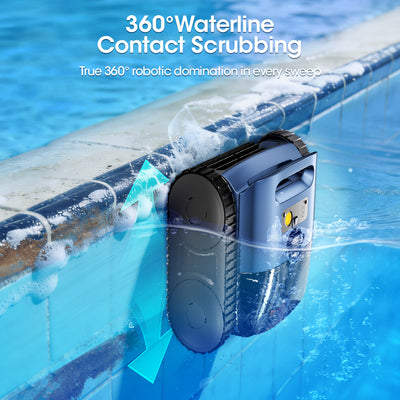 Seauto SAT25 Cordless Robotic Pool Vacuum Cleaner, 180W 4800 GPH, Sonar Navigation, Wall Climbing, IP68 Waterproof, 150 Mins Runtime for Inground & Above Ground Pools Up to 2150 sq.ft
