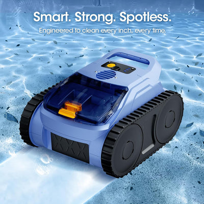 Cordless Robotic Pool Cleaner, Seauto Pool Robot with Sonar Navigation & Track Drive, 180W Brushless Motor, Wall & Waterline Climbing for Inground & Above-Ground Pools