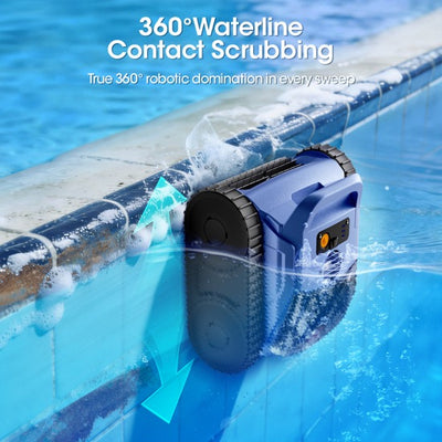 Seauto Cordless Robotic Pool Cleaner, Sonar Navigation, Wall & Waterline Climbing, Ideal for Inground & Above Ground Pools