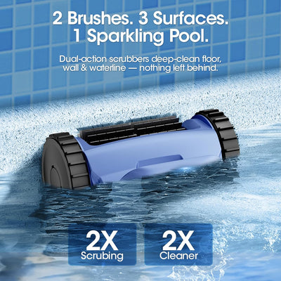 Cordless Robotic Pool Cleaner, Seauto Pool Robot with Sonar Navigation & Track Drive, 180W Brushless Motor, Wall & Waterline Climbing for Inground & Above-Ground Pools