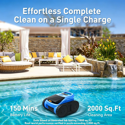 Seauto Cordless Robotic Pool Cleaner, Sonar Navigation, Wall & Waterline Climbing, Ideal for Inground & Above Ground Pools