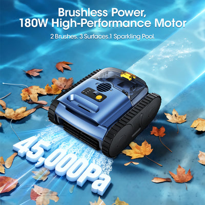 Seauto（2026 Upgrade）Cordless Robotic Pool Cleaner with Smart Sonar Navigation – Powerful Suction, Wall & Waterline Climbing, Automatic Cleaning for In-Ground & Above-Ground Pools