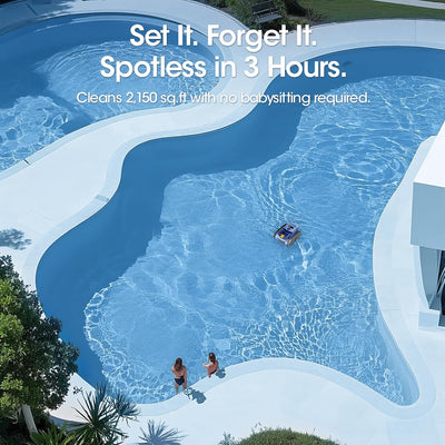 Cordless Robotic Pool Cleaner, Seauto Pool Robot with Sonar Navigation & Track Drive, 180W Brushless Motor, Wall & Waterline Climbing for Inground & Above-Ground Pools
