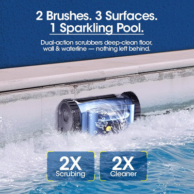 2026 Upgrade Cordless Robotic Pool Cleaner – Wireless Battery Pool Cleaner with Sonar Navigation, Auto-Path Planning, Wall & Waterline Climbing, Tangle-Free Design for In-Ground & Above-Ground Pools