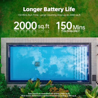 New Upgraded Seauto Cordless Robotic Pool Vacuum Cleaner for Inground & Above-Ground Pools (Up to 2150 Sq.Ft), Dual Brushless Motors Powerful Suction, Gray
