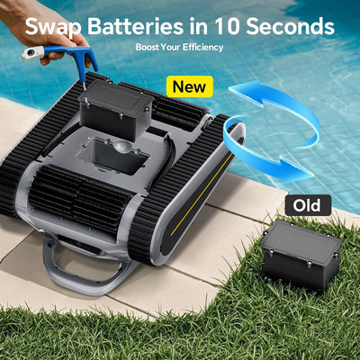 Cordless Robotic Pool Cleaner with Dual Brushless Motors, Wireless Automatic Pool Vacuum for In-Ground & Above-Ground Pools up to 2,150 sq ft, Powerful Suction, Wall & Waterline Cleaning