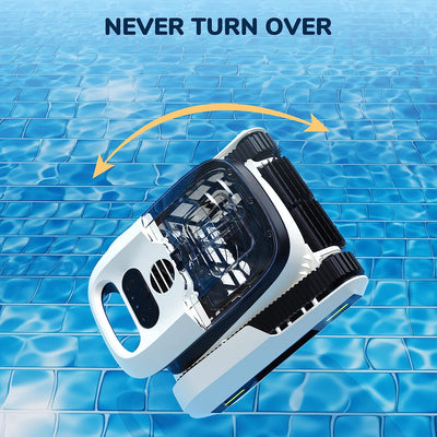 Seauto Cordless Robotic Pool Cleaner, Seauto Pool Robot with Sonar Navigation & Track Drive, 180W Brushless Motor, Wall & Waterline Climbing for Inground & Above-Ground Pools, White
