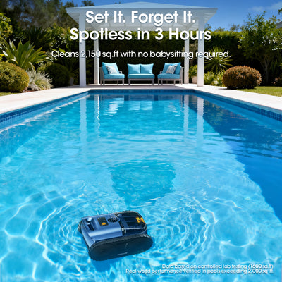 Seauto（2026 Upgrade）Cordless Robotic Pool Cleaner with Smart Sonar Navigation – Powerful Suction, Wall & Waterline Climbing, Automatic Cleaning for In-Ground & Above-Ground Pools