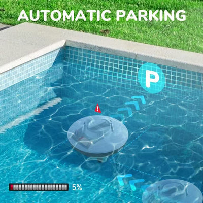 Seauto Cordless Robotic Pool Cleaner, Automatic Pool Vacuum with Powerful Suction, Rechargeable Pool Cleaning Robot with Self-Parking, for Above Ground & In-Ground Swimming Pools