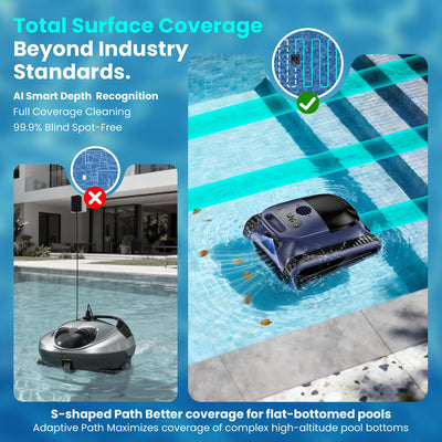 Seauto 2026 New Cordless Robotic Pool Cleaner for Inground & Above-Ground Pools up to 2150 Sq Ft, Wall & Waterline Cleaning, 80 GPM Strong Suction, Smart Navigation, 3 Cleaning Modes, App Control