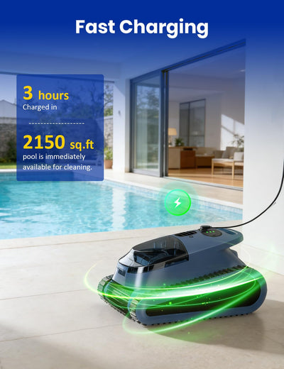 Seauto 2026 New Cordless Robotic Pool Cleaner for Inground & Above-Ground Pools up to 2150 Sq Ft, Wall & Waterline Cleaning, 80 GPM Strong Suction, Smart Navigation, 3 Cleaning Modes, App Control