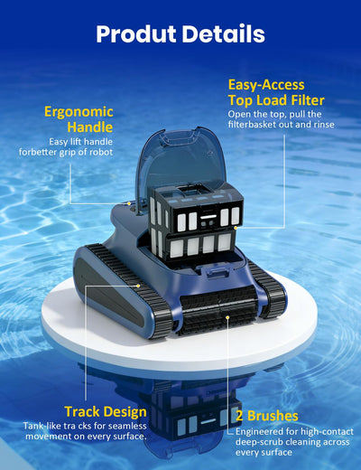 Seauto 2026 New Cordless Robotic Pool Cleaner for Inground & Above-Ground Pools up to 2150 Sq Ft, Wall & Waterline Cleaning, 80 GPM Strong Suction, Smart Navigation, 3 Cleaning Modes, App Control