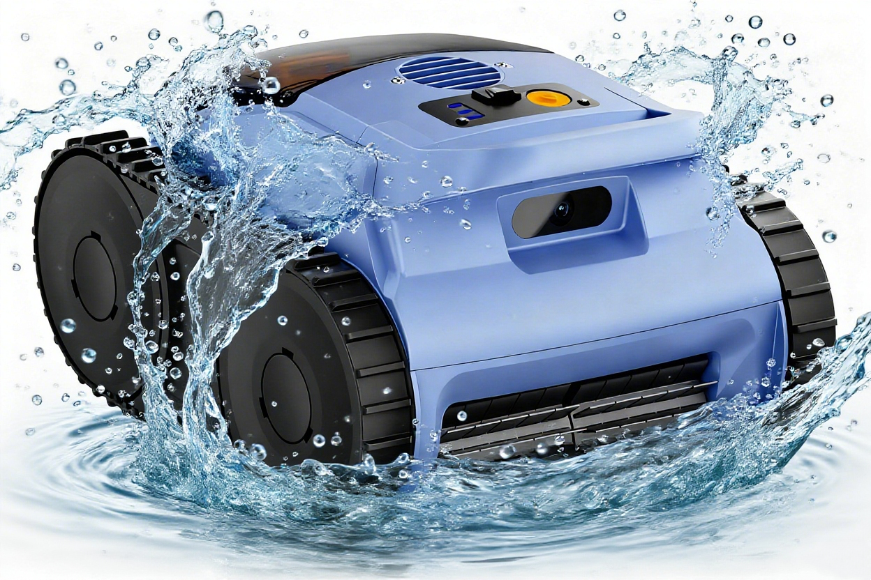 Cordless Robotic Pool Cleaner, Seauto Pool Robot with Sonar Navigation & Track Drive, 180W Brushless Motor, Wall & Waterline Climbing for Inground & Above-Ground Pools