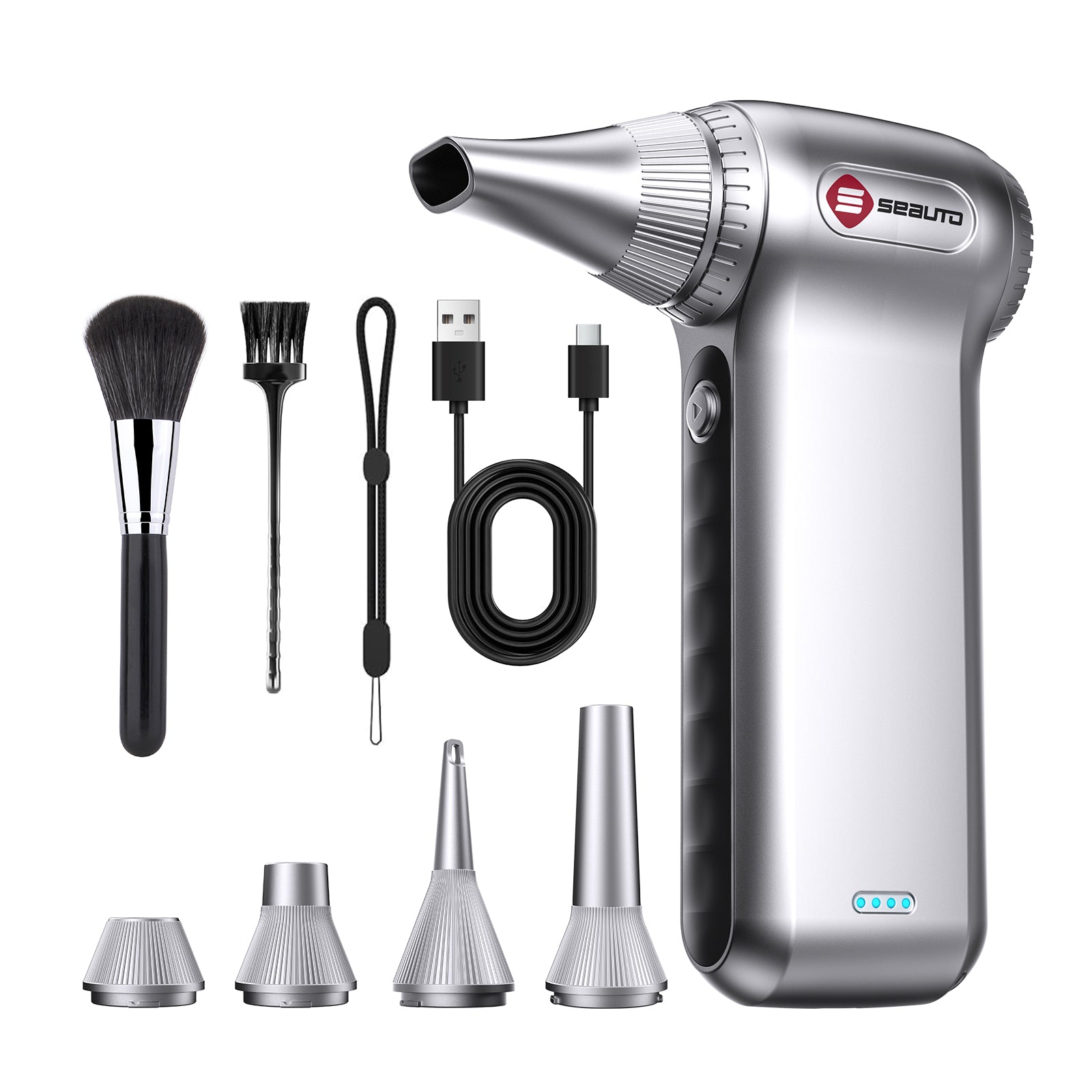 Compressed Air Duster, 150000 RPM Cordless Electric Air Duster, 3-Speed Powerful Air Pump, 100 Mins Runtime, Fast Charging 2h40min, Durable PC+ABS Body for Car, Computer & Home Cleaning