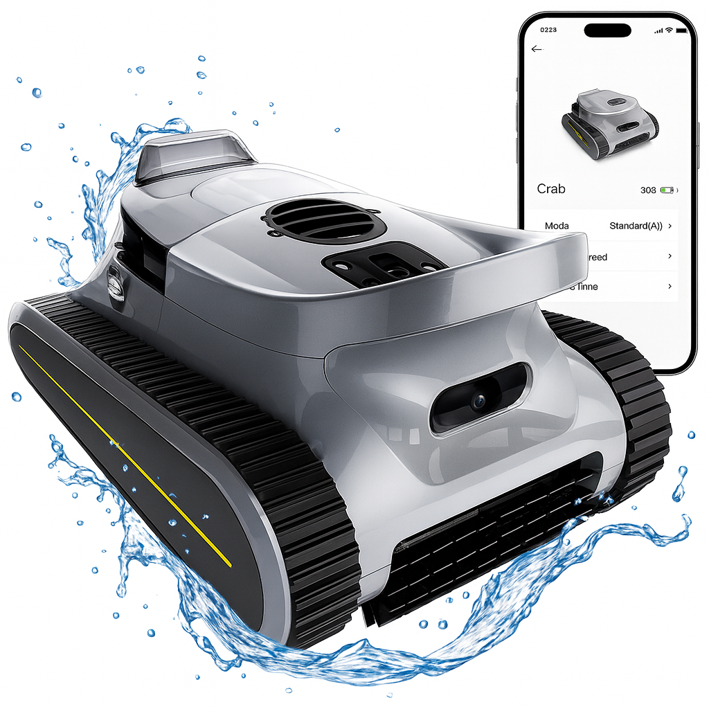 Crab Cordless Robotic Pool Vacuum Cleaner for In-Ground and Above-Ground Pools up to 2150 sq.ft | Dual Brushless Motors, Wall Climbing & Waterline Cleaning, Powerful Suction, Smart Navigation